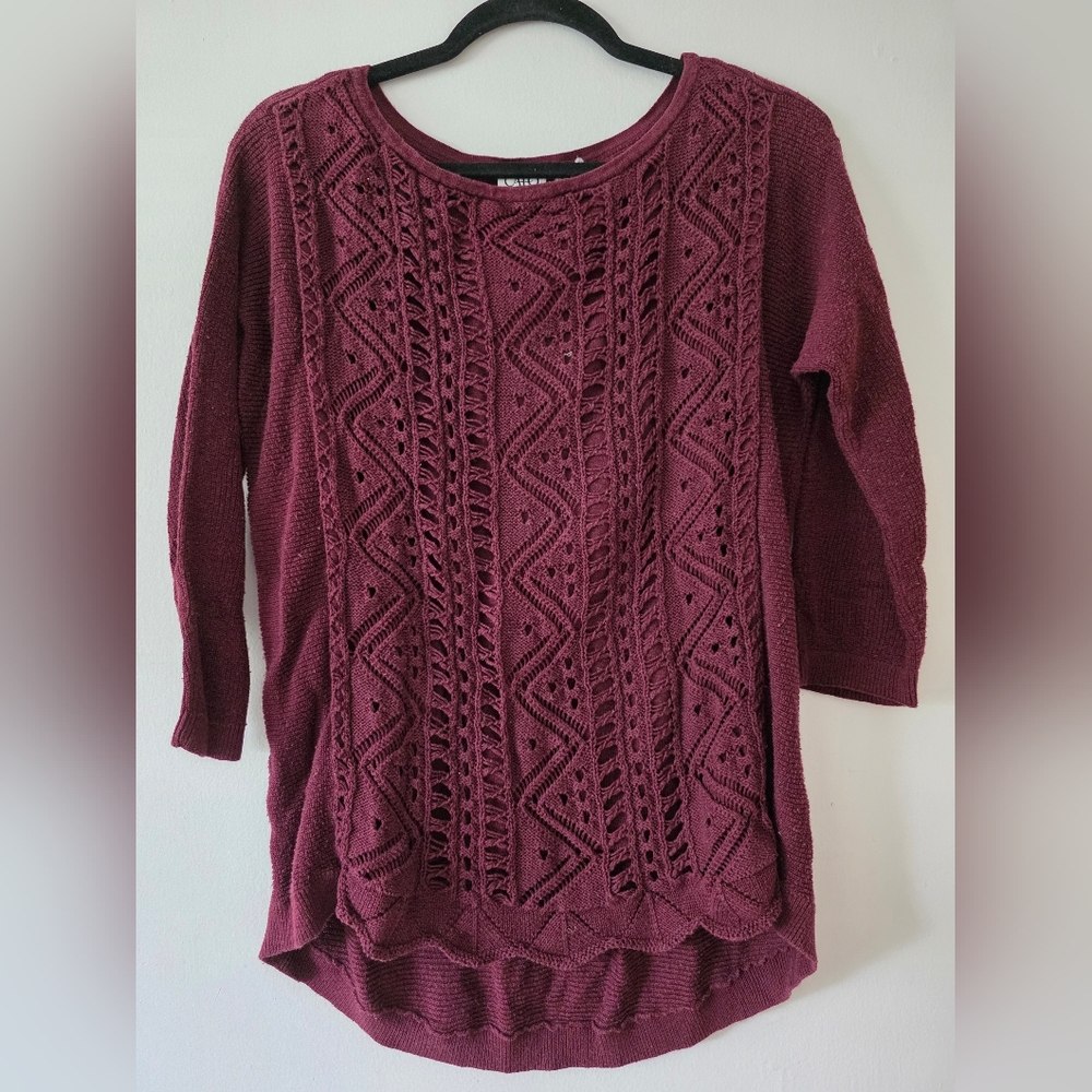 Cato Maroon Textured Knit Top